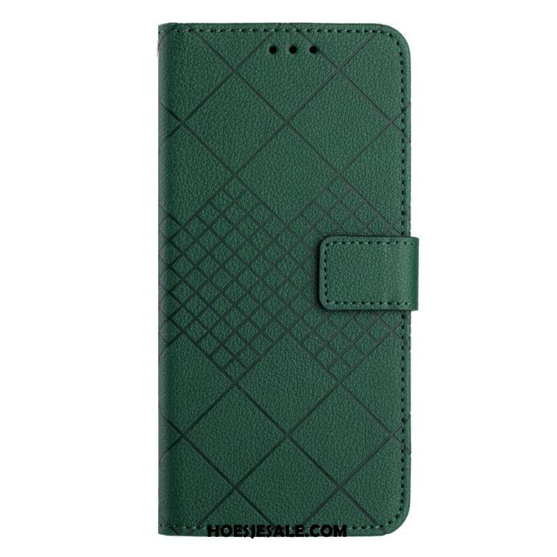 Bescherming Hoesje Xiaomi 14 Litchi-textuurdiamanten Met Riem