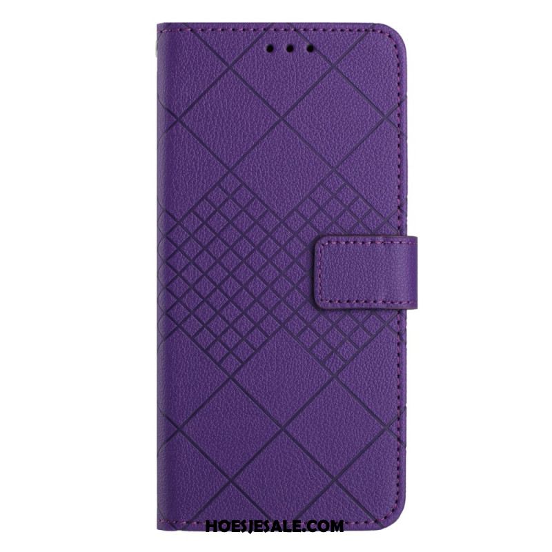 Bescherming Hoesje Xiaomi 14 Litchi-textuurdiamanten Met Riem