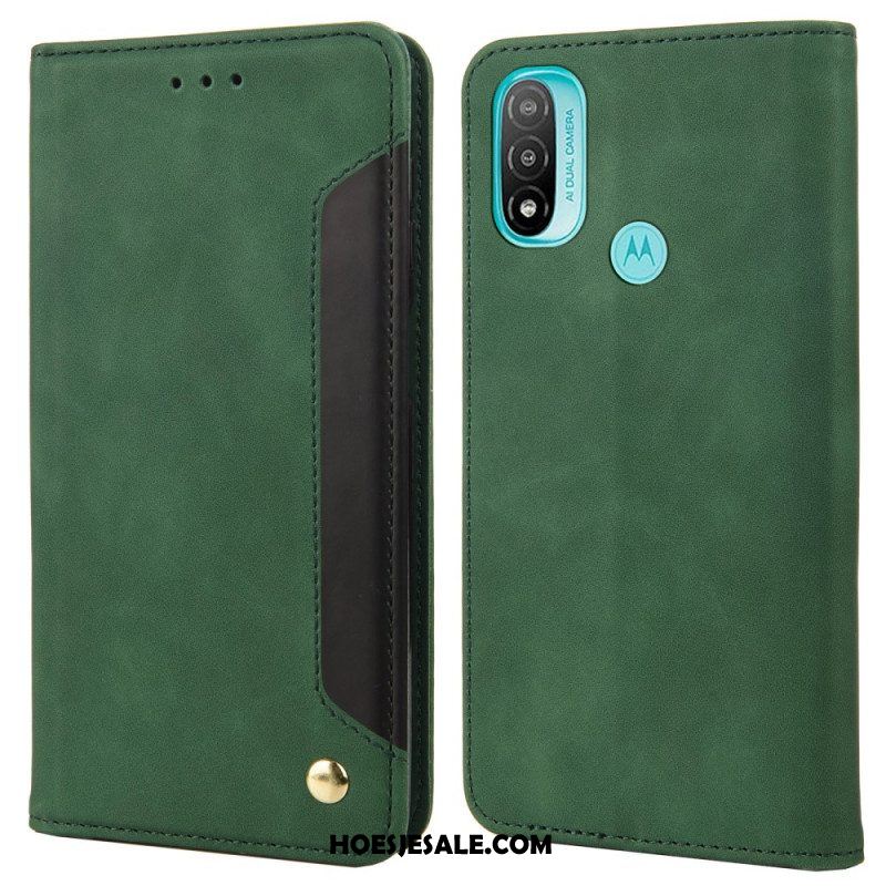 Bescherming Hoesje voor Moto E40 / E30 / E20 Folio-hoesje Tweekleurig Zakelijk Leereffect