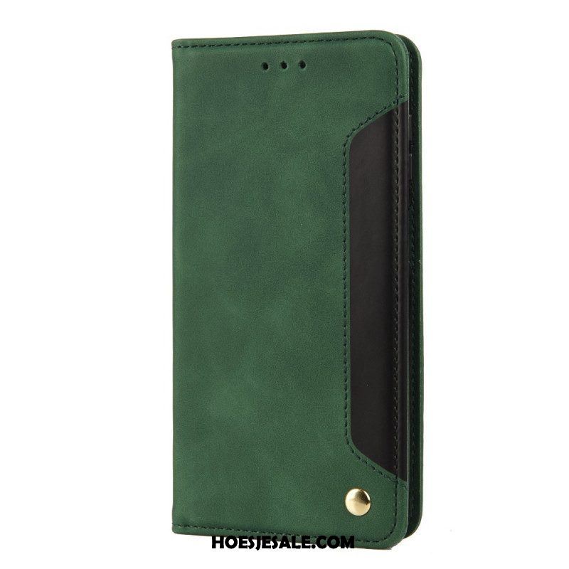 Bescherming Hoesje voor Samsung Galaxy M12 / A12 Folio-hoesje Tweekleurig Zakelijk Leereffect