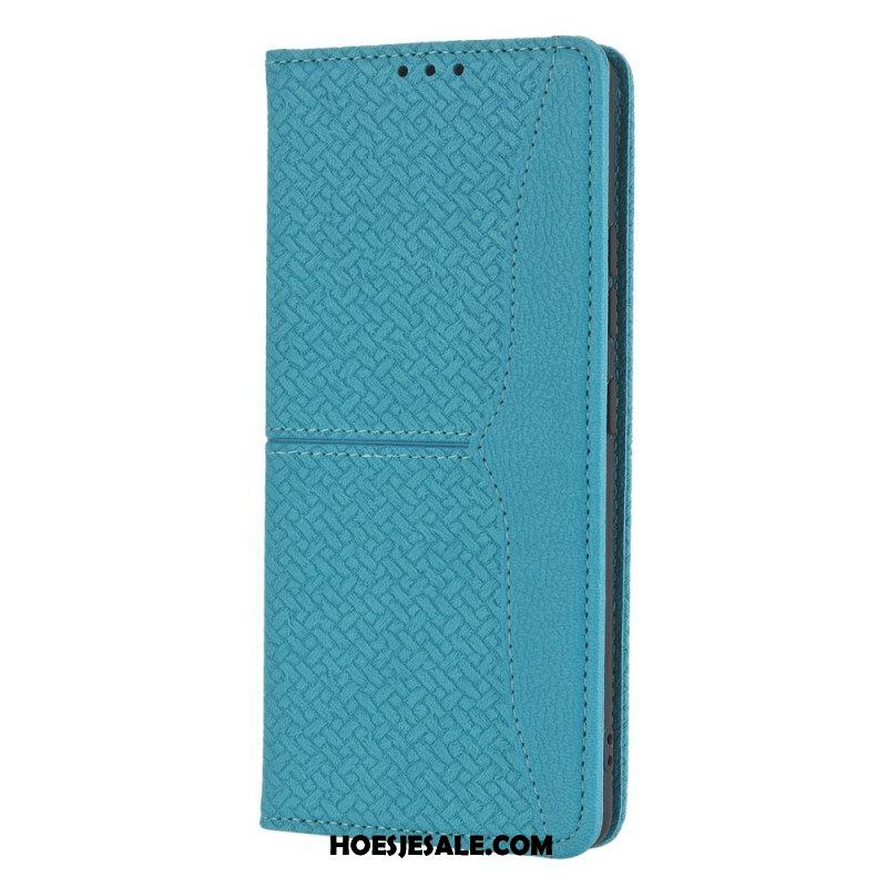 Bescherming Hoesje voor Samsung Galaxy M12 / A12 Met Ketting Folio-hoesje Geweven Leren Stijl Met Bandjes