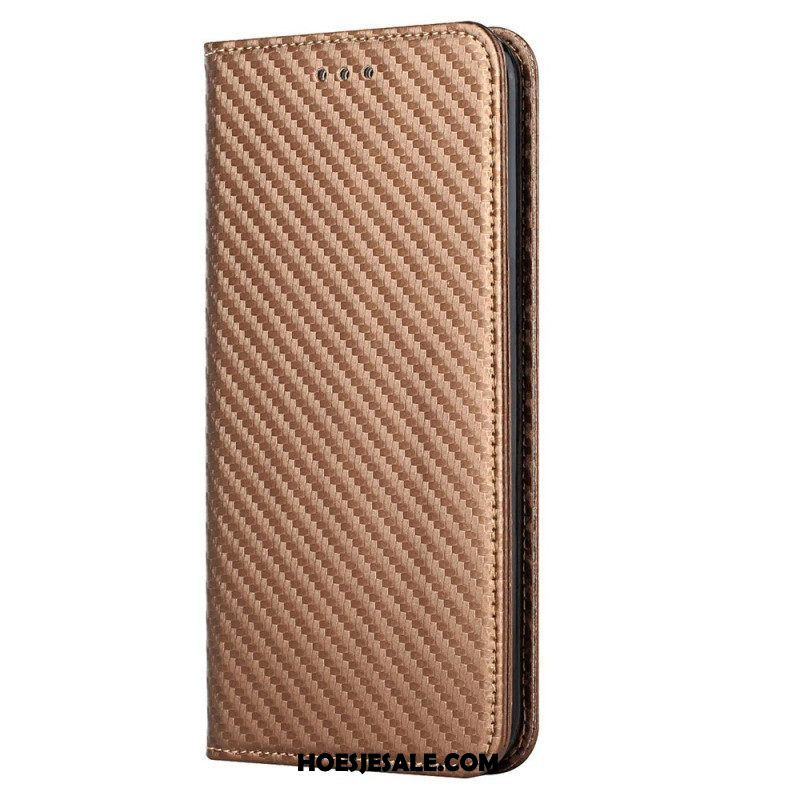 Bescherming Hoesje voor Samsung Galaxy S23 Plus 5G Met Ketting Folio-hoesje Stijl Van Koolstofvezel Met Bandjes