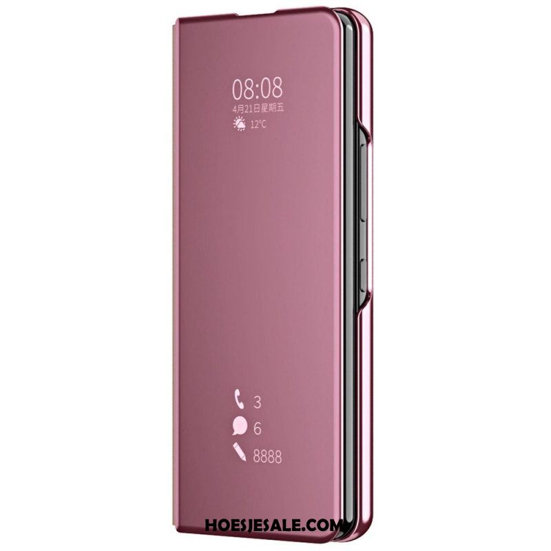 Bescherming Hoesje voor Samsung Galaxy Z Fold 4 Folio-hoesje Spiegel En Transparantie