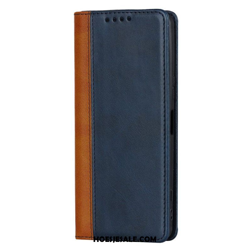 Bescherming Hoesje voor Sony Xperia 5 IV Folio-hoesje Tweekleurig Leereffect