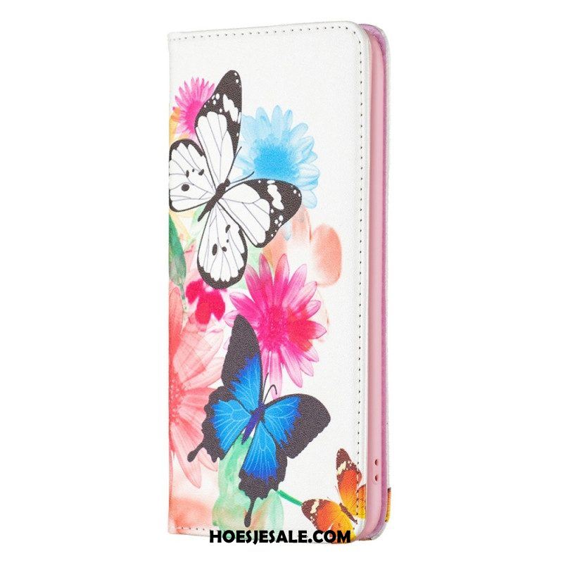 Bescherming Hoesje voor iPhone 14 Pro Max Folio-hoesje Vlinders