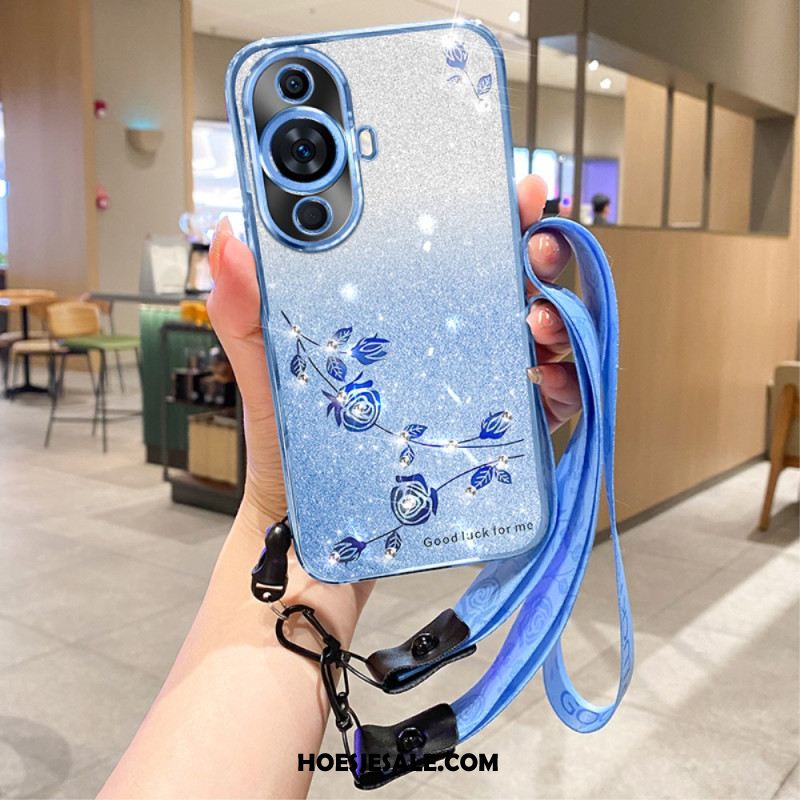 Case Hoesje Huawei Nova 11 Pro Telefoonhoesje Strass Pailletten Met Riempje