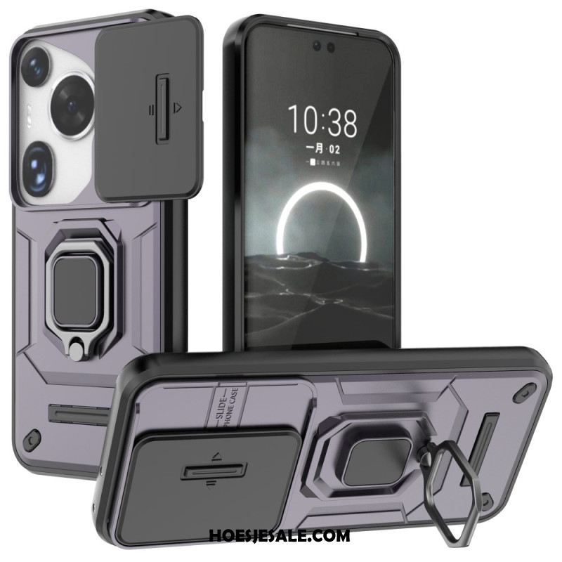 Case Hoesje Huawei Pura 70 Ultra Telefoonhoesje Resistente Ring Met Verschuifbare Lensbescherming