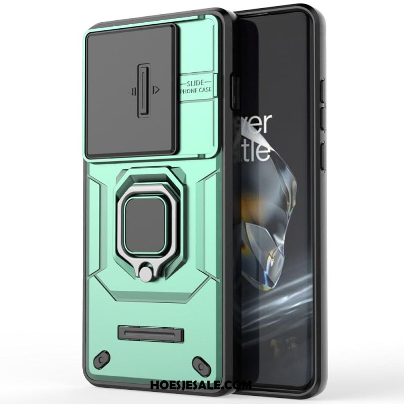 Case Hoesje Oneplus 12 5g Telefoonhoesje Resistente Ring Met Verschuifbare Lensbeschermer