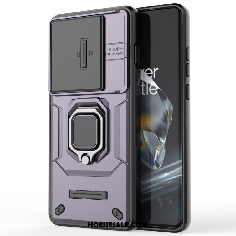 Case Hoesje Oneplus 12 5g Telefoonhoesje Resistente Ring Met Verschuifbare Lensbeschermer