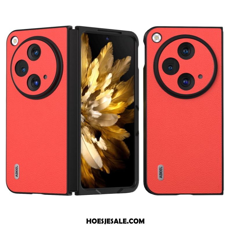 Case Hoesje Oneplus Open Telefoonhoesje Donker Leer Abeel