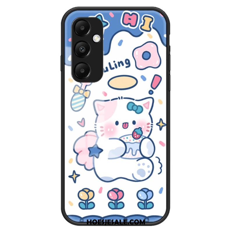 Case Hoesje Samsung Galaxy A55 5g Telefoonhoesje Cartoon Gehard Glas