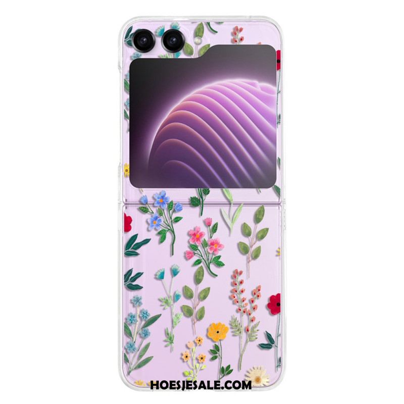 Case Hoesje Samsung Galaxy Z Flip 5 Telefoonhoesje Transparante Kleine Bloemen