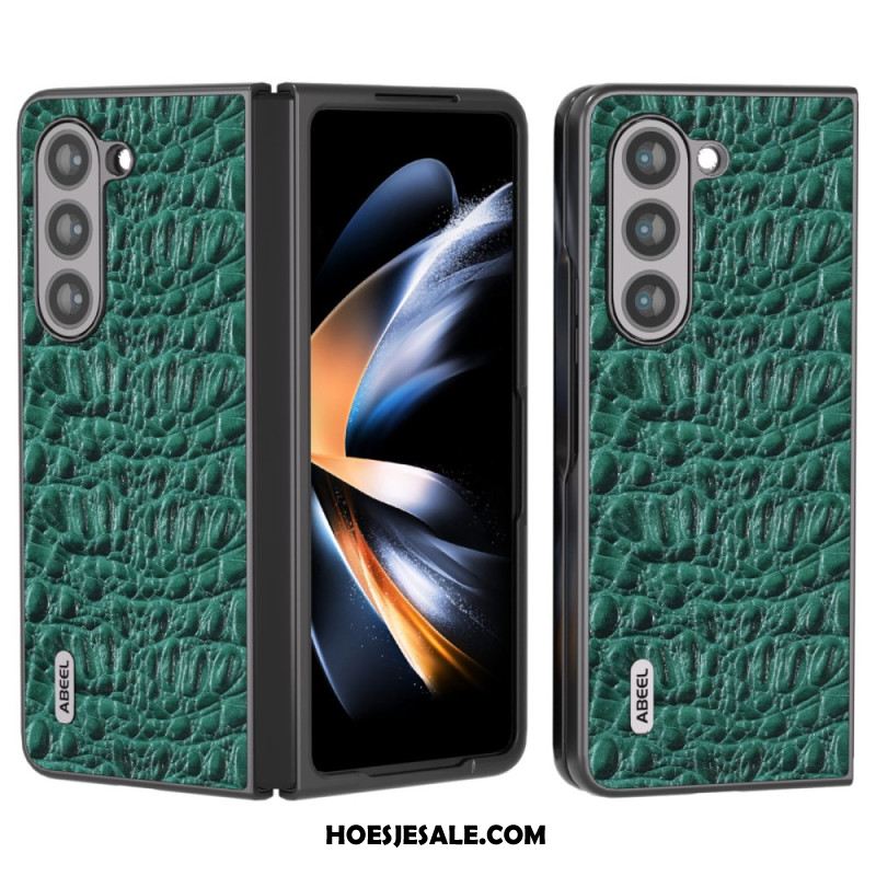 Case Hoesje Samsung Galaxy Z Fold 5 Telefoonhoesje Abeel Krokodillenleerstijl