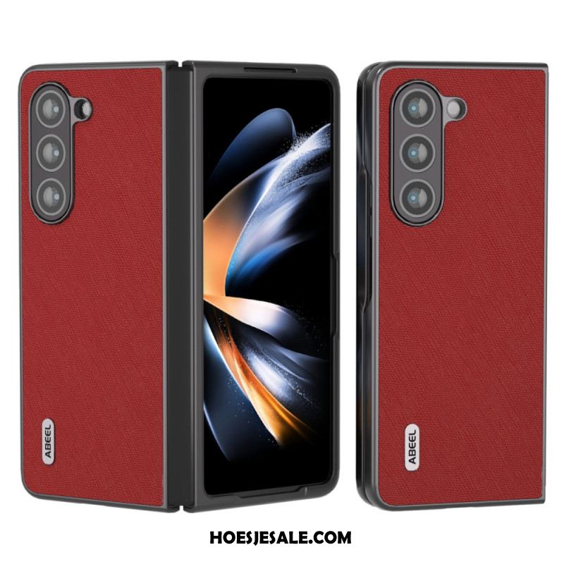 Case Hoesje Samsung Galaxy Z Fold 5 Telefoonhoesje Echt Abeel Geweven Leer