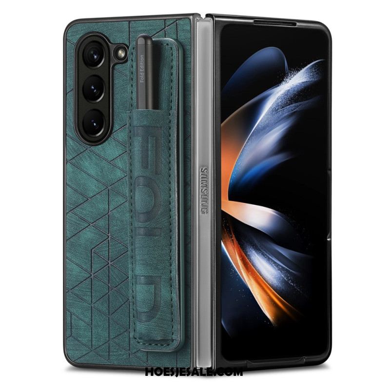 Case Hoesje Samsung Galaxy Z Fold 5 Telefoonhoesje Stylushouder Met Riem