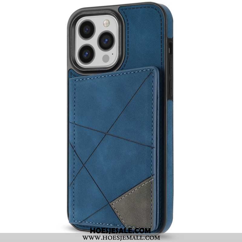 Case Hoesje iPhone 16 Pro Max Telefoonhoesje Kaarthouder Met Geometrisch Patroon