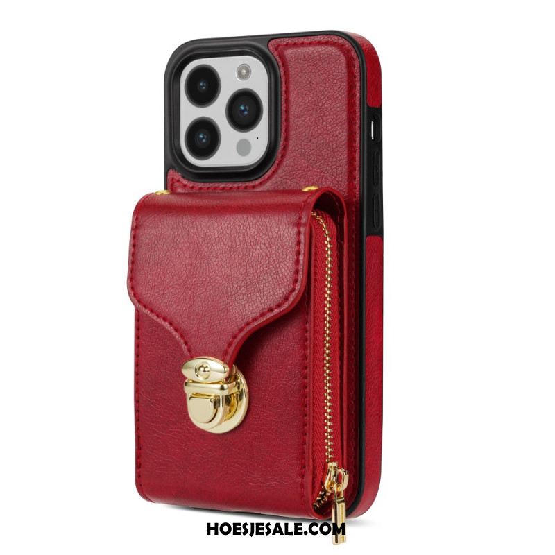 Case Hoesje iPhone 16 Pro Max Telefoonhoesje Portemonnee Met Riempje