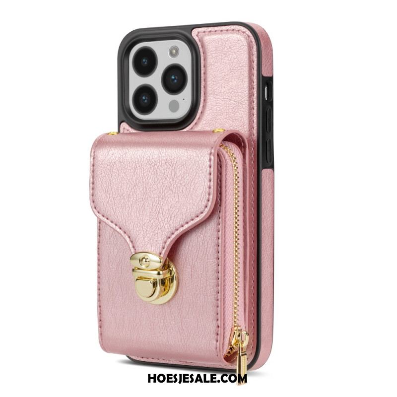 Case Hoesje iPhone 16 Pro Max Telefoonhoesje Portemonnee Met Riempje