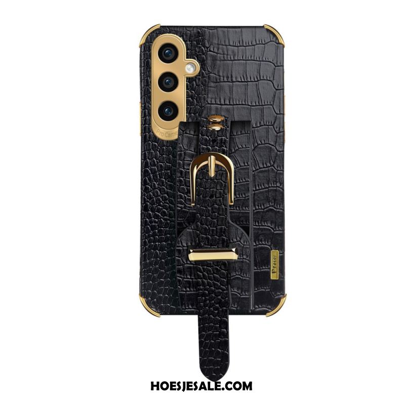 Cover Hoesje Samsung Galaxy A15 Telefoonhoesje Krokodilstijl Met Armbandsteun