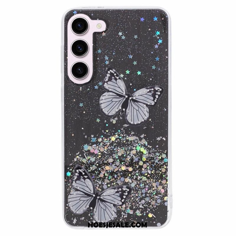 Cover Hoesje Samsung Galaxy S24 Plus 5g Telefoonhoesje Vlinders Pailletten