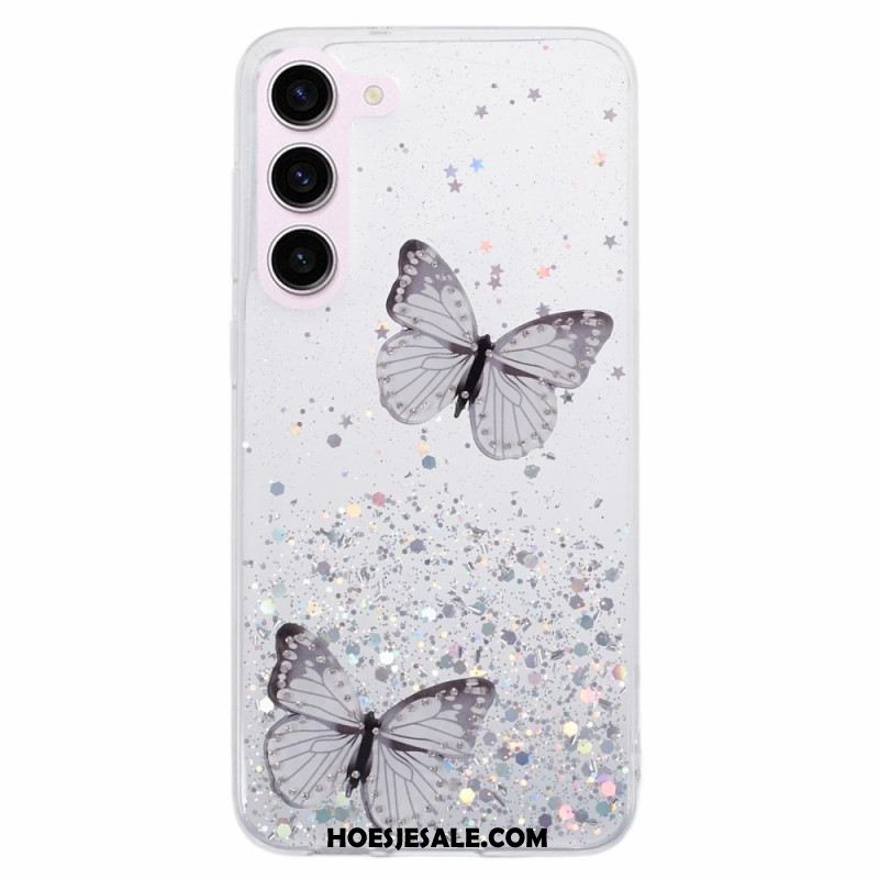 Cover Hoesje Samsung Galaxy S24 Plus 5g Telefoonhoesje Vlinders Pailletten