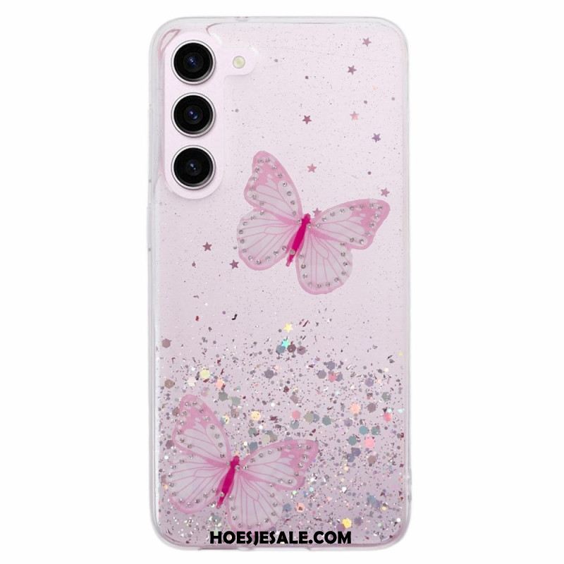 Cover Hoesje Samsung Galaxy S24 Plus 5g Telefoonhoesje Vlinders Pailletten