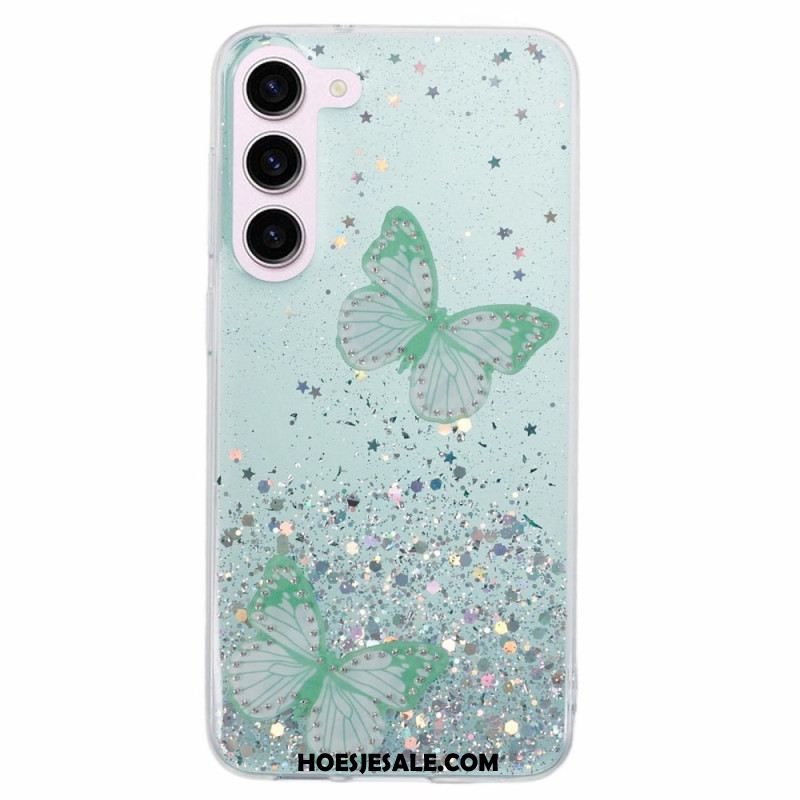 Cover Hoesje Samsung Galaxy S24 Plus 5g Telefoonhoesje Vlinders Pailletten