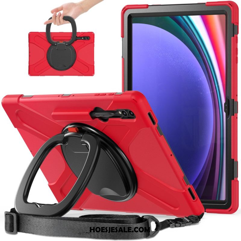 Cover Hoesje Samsung Galaxy Tab S9 Telefoonhoesje Draaibare Steun En Schouderband