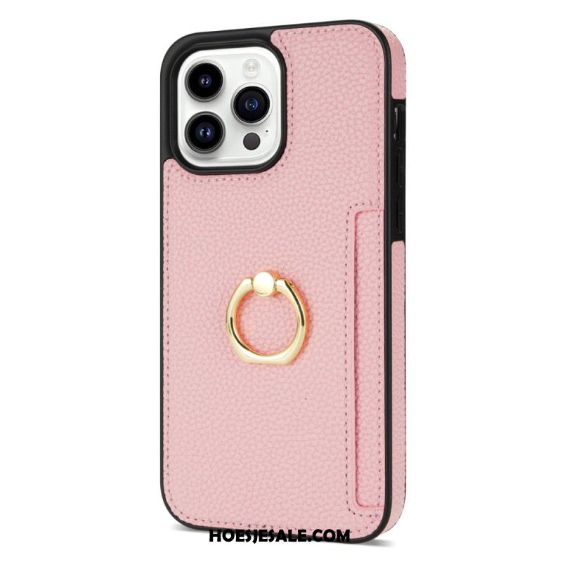 Cover Hoesje iPhone 16 Pro Max Telefoonhoesje Ring Met Leereffect