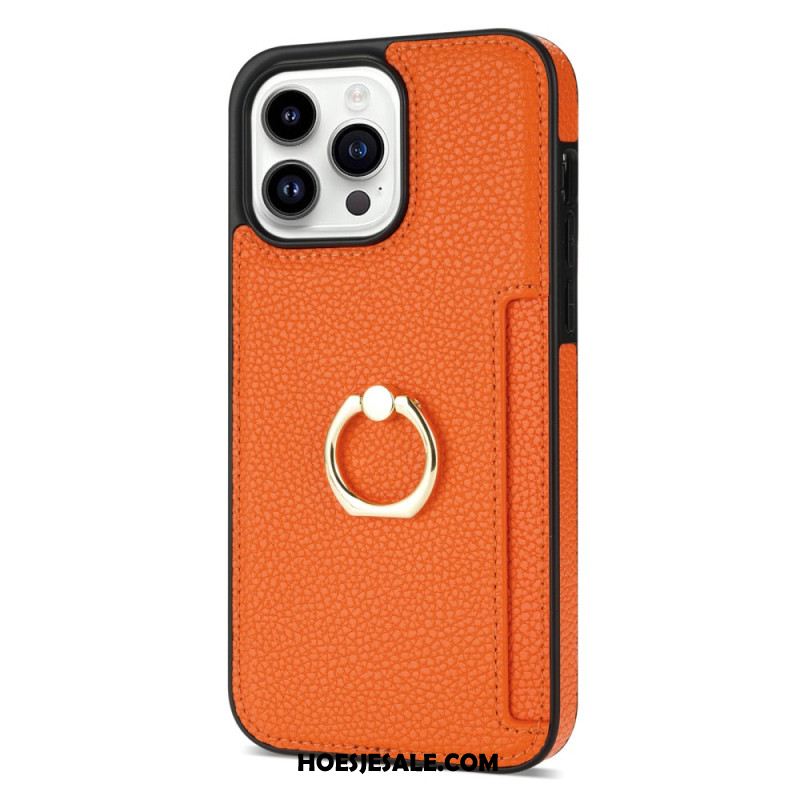 Cover Hoesje iPhone 16 Pro Max Telefoonhoesje Ring Met Leereffect