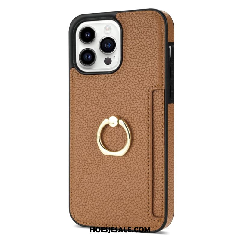 Cover Hoesje iPhone 16 Pro Max Telefoonhoesje Ring Met Leereffect