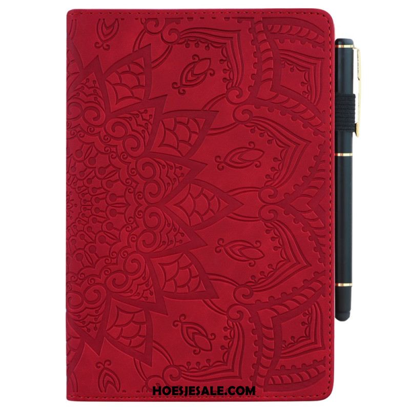 Cover Samsung Galaxy Tab S9 Bloemenpatroon En Stylushouderriem Bescherming Hoesje