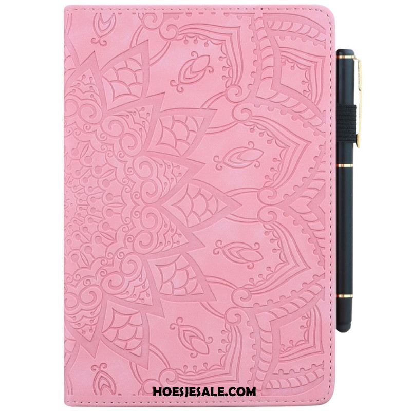 Cover Samsung Galaxy Tab S9 Bloemenpatroon En Stylushouderriem Bescherming Hoesje