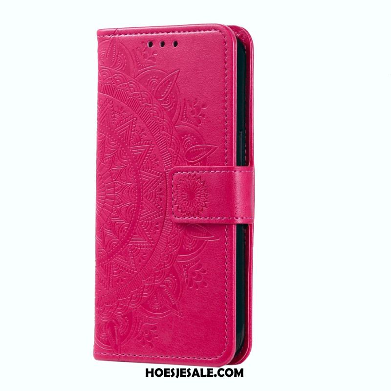 Flip Case Leren Oneplus 12 5g Bloemenmandala Met Koord