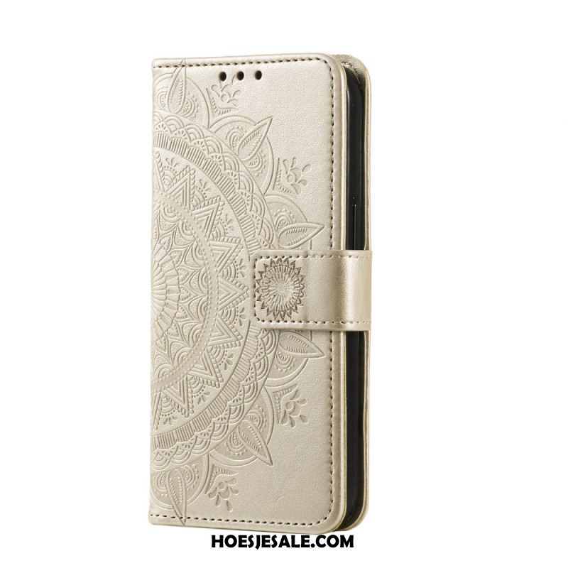 Flip Case Leren Oneplus 12 5g Bloemenmandala Met Koord