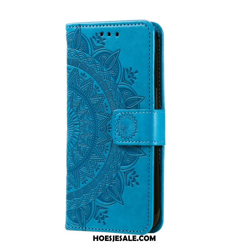 Flip Case Leren Oneplus 12 5g Bloemenmandala Met Koord