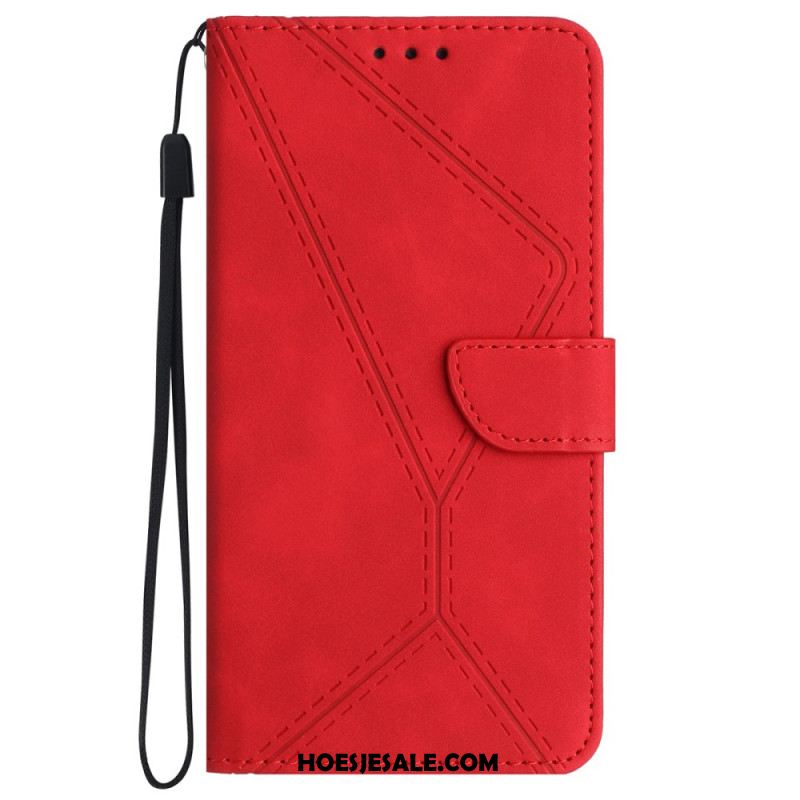 Flip Case Leren Oneplus 12r Lijnen En Punten