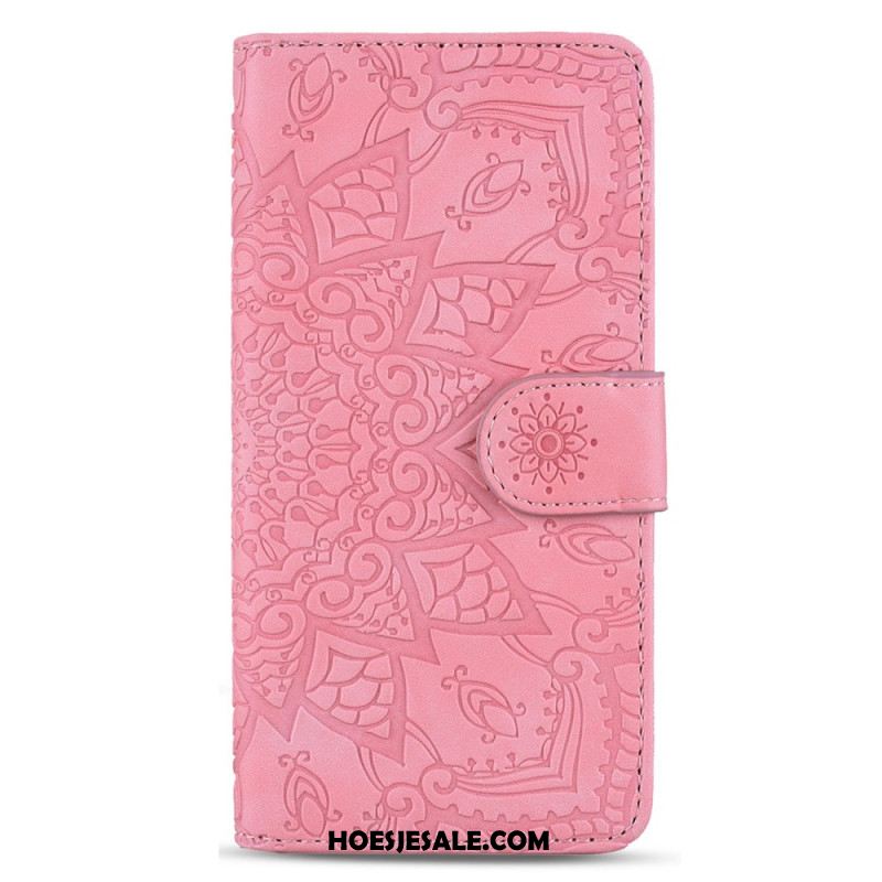 Flip Case Leren Samsung Galaxy A15 Bedrukte Mandala Met Bandje