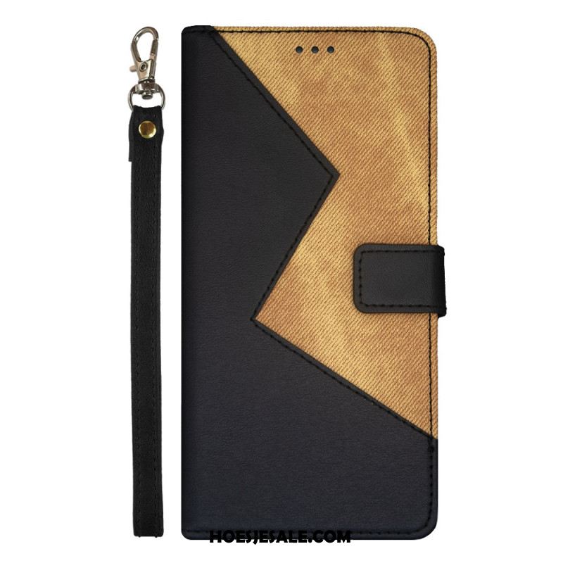 Flip Case Leren Samsung Galaxy M55 5g Tweekleurige Idewei