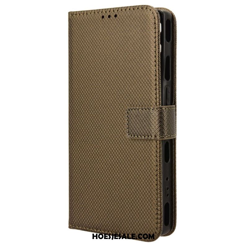 Flip Case Leren Samsung Galaxy S24 Plus 5g Gestippelde Band