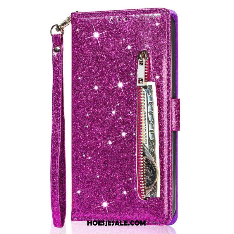 Flip Case Leren Samsung Galaxy S24 Plus 5g Portemonnee Met Glitters