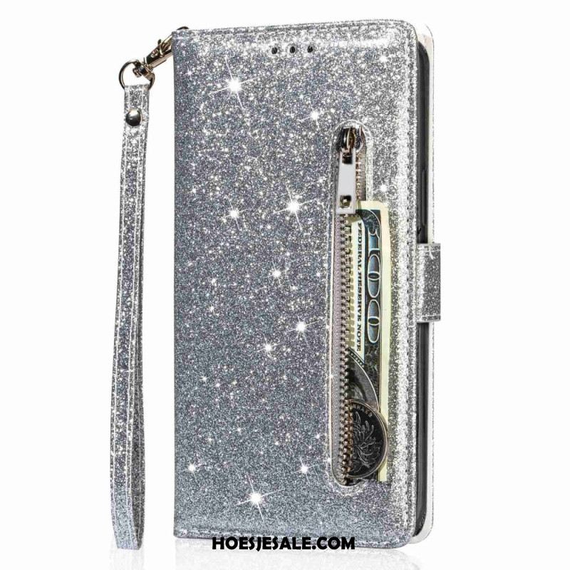 Flip Case Leren Samsung Galaxy S24 Plus 5g Portemonnee Met Glitters