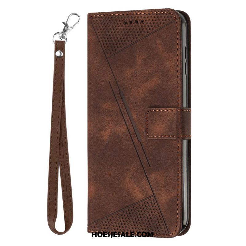 Flip Case Leren Sony Xperia 10 Vi Riemdriehoek