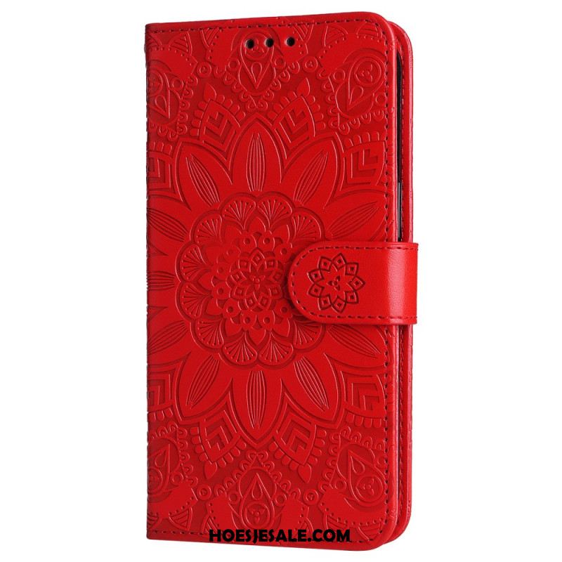 Flip Case Leren Xiaomi Redmi Note 13 4g Bloemenmandala Met Bandje