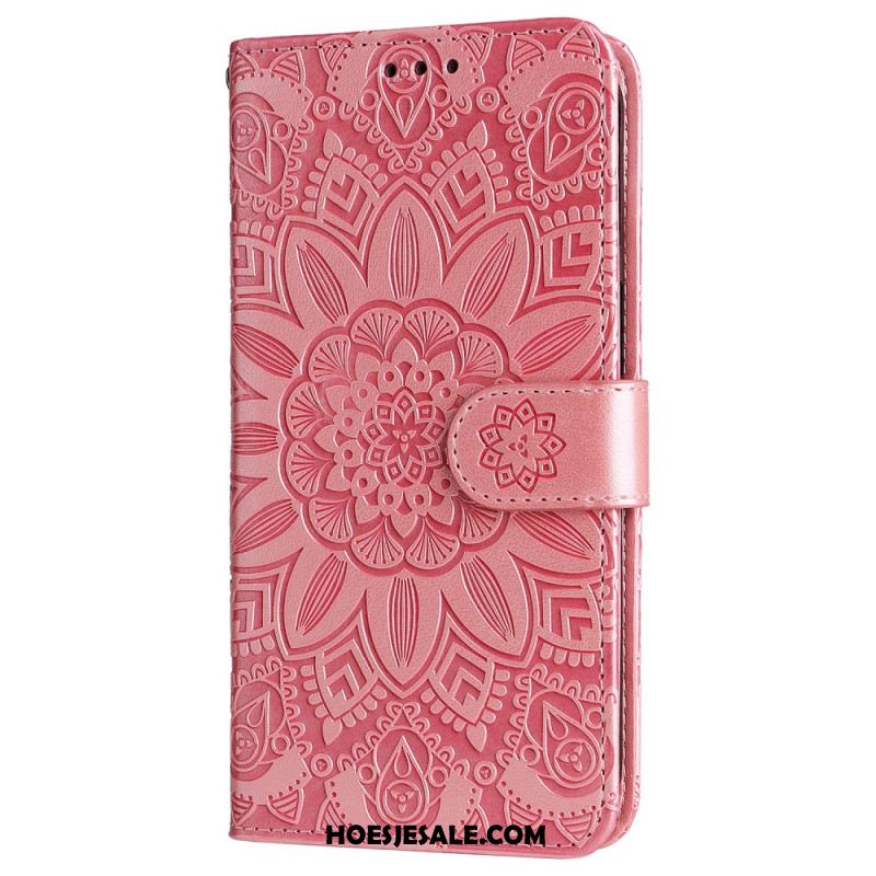 Flip Case Leren Xiaomi Redmi Note 13 4g Bloemenmandala Met Bandje