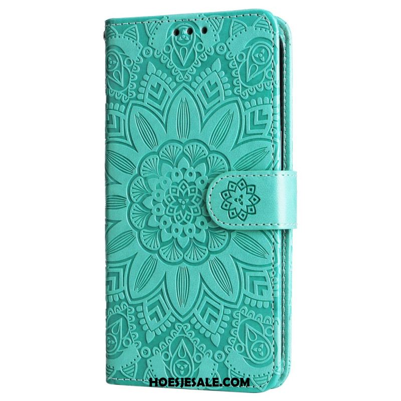 Flip Case Leren Xiaomi Redmi Note 13 4g Bloemenmandala Met Bandje