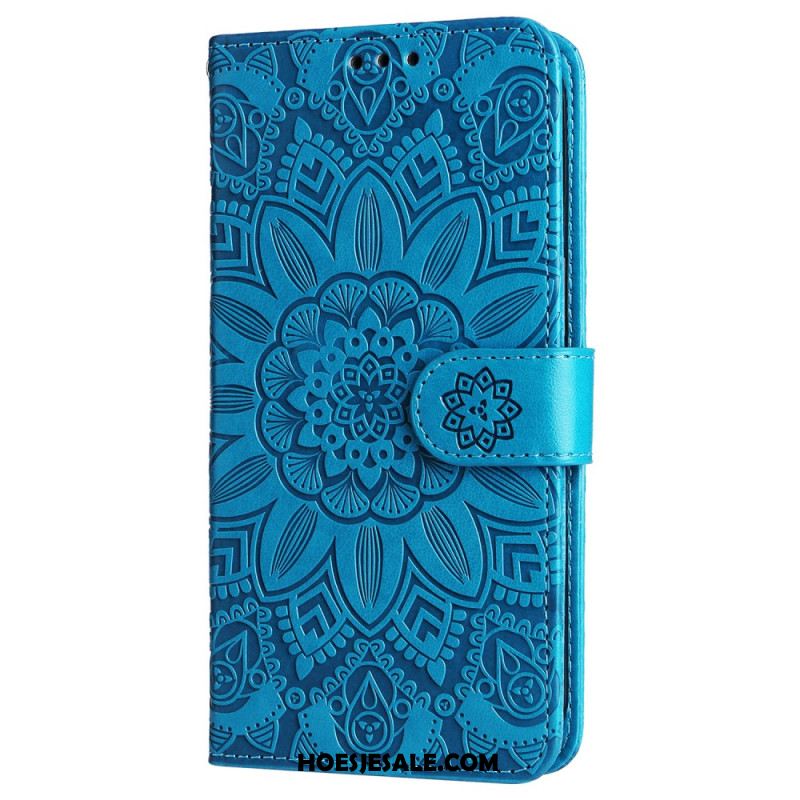 Flip Case Leren Xiaomi Redmi Note 13 4g Bloemenmandala Met Bandje