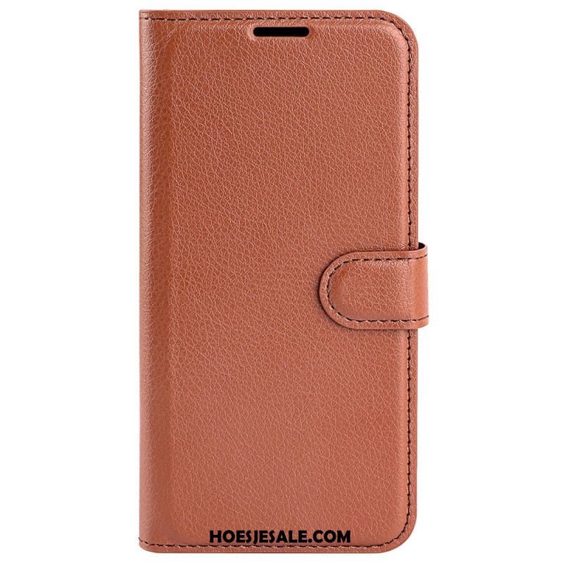 Flip Case Leren Xiaomi Redmi Note 13 4g Klassiek Litchi Kunstleer