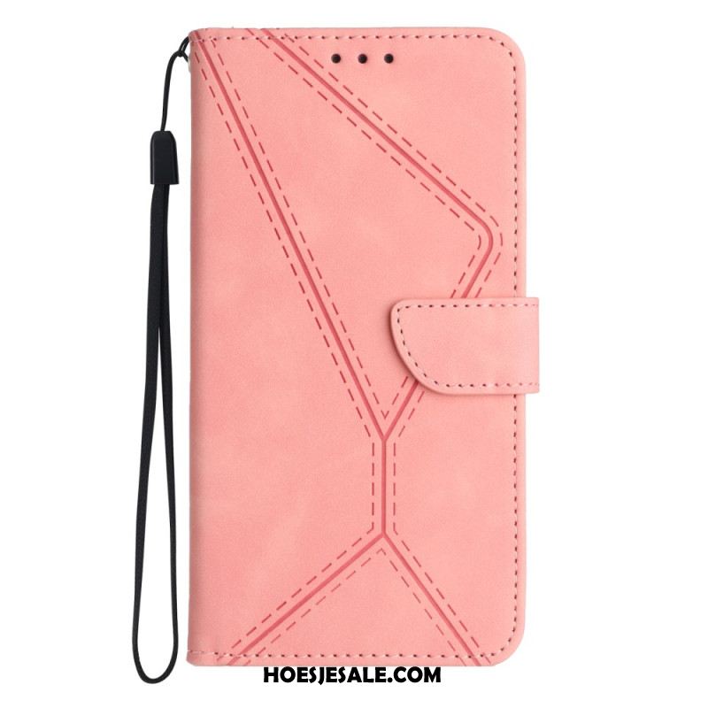 Flip Case Leren Xiaomi Redmi Note 13 4g Stippellijnen En Riemlijnen