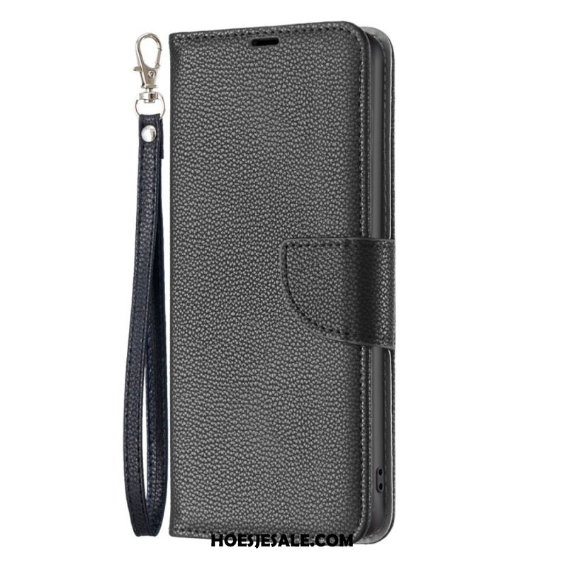 Flip Case Leren Xiaomi Redmi Note 13 Pro 5g Litchi Kunstleer Met Riem